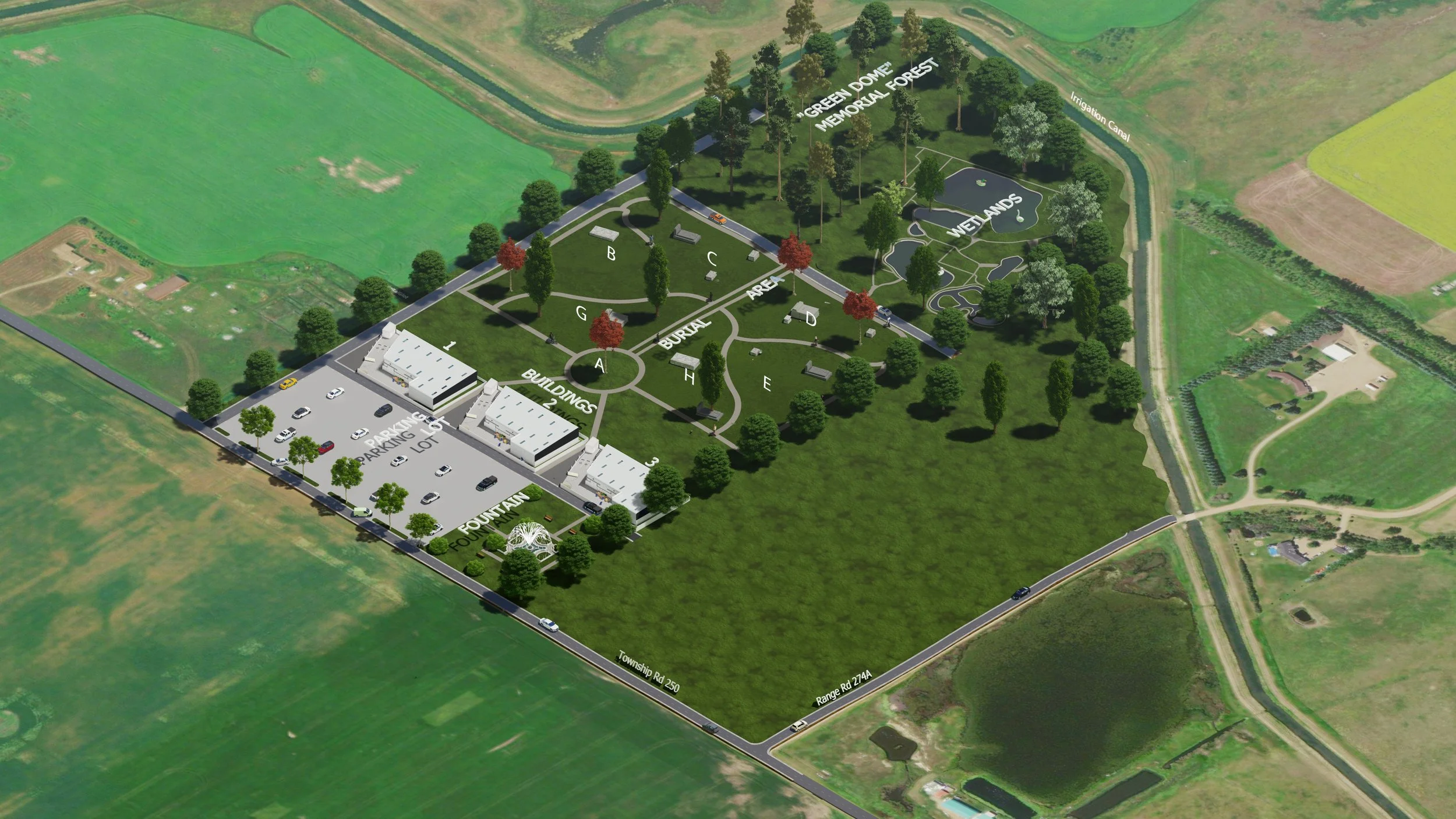4K conceptual rendering of the cemetery